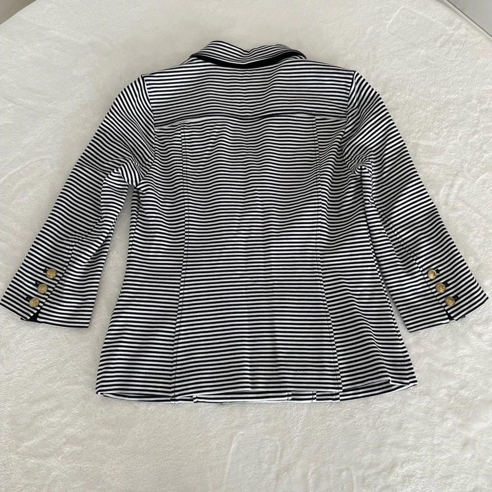 CAbi Sz S Life Jacket Navy Nautical Stripe Stretch Ponte Spring Cruise Vacation - Picture 11 of 17